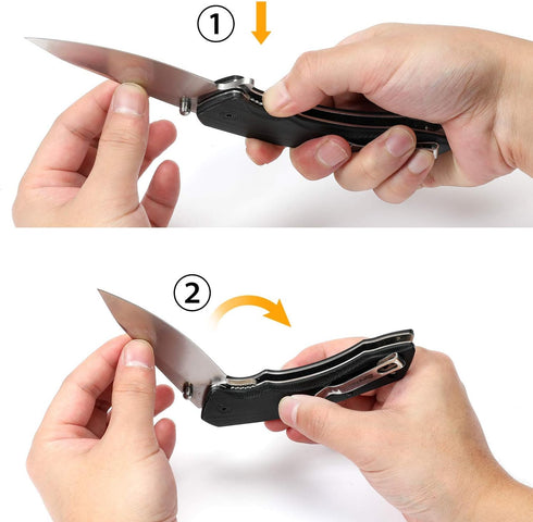 DURATECH Folding Pocket Knife, 3-1/4" Satin 8CR13MOV Blade, Black G10 Handle for EDC