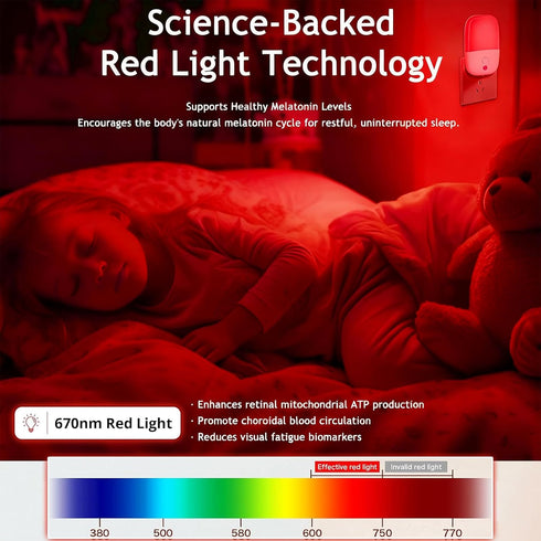 670nm 3 Pack Dimmable Red Light Night Light for Sleep Therapy, Auto On/Off Night Light with Dusk to Dawn Sensor, LED