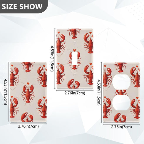 WELLDAY 1-Gang 4.50" 2.76" Lobster and Hearts Red Pattern Duplex Wall Plate, Duplex Device Receptacle Wallplate x