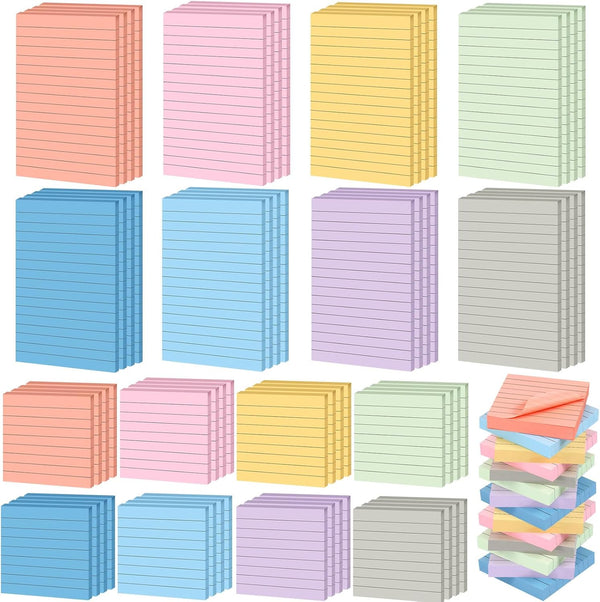 Yexiya 64 Pcs Lined Sticky Notes, Self Stick Notes with Lines, 1920 Sheets, Fresh Color