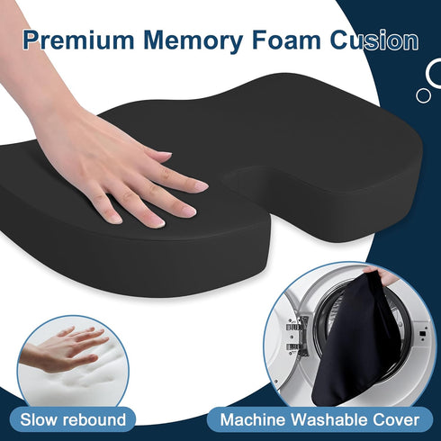 Tailbone Memory Foam Cusion, Relief Pressure Seat Cusion for Office Chairs & Car Seat, Ergonomic Design Seat Cusion
