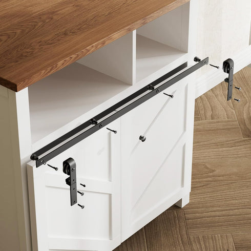 FLYVLIEG 3FT 2 Upgraded Mini Folding Sliding Barn Door Hardware Kit for Doors,Easy Install,Small Cabinet Barn Door