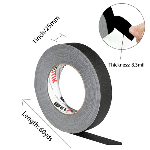 WELSTIK Black Gaffer Tape 1 Inch x 60 Yards - Heavy Duty for Cables, Photography, Theater, Residue Free