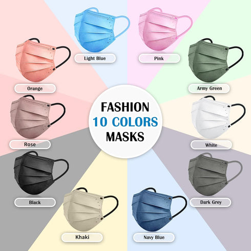 100 Pack 4 Disposable Face Mask For Adults - Travel Essentials, Individually Wrapped, Ply Protection,Safety Masks