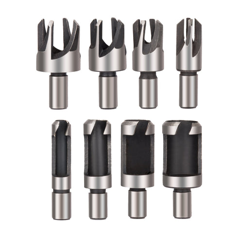 Rocaris 8pcs Wood Plug Cutter Drill Bit Set, Straight and Tapered Cutting Tool, 6mm 10mm 13mm 16mm