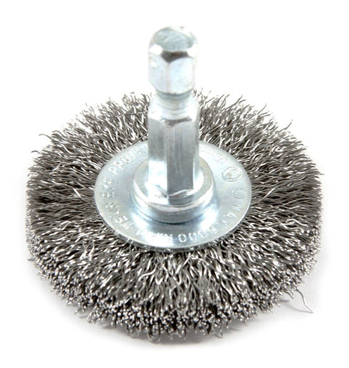 Forney 72726 Fine Crimped Wire Wheel Brush, 1/4-Inch Hex Shank, 1-1/2-Inch by .008-Inch