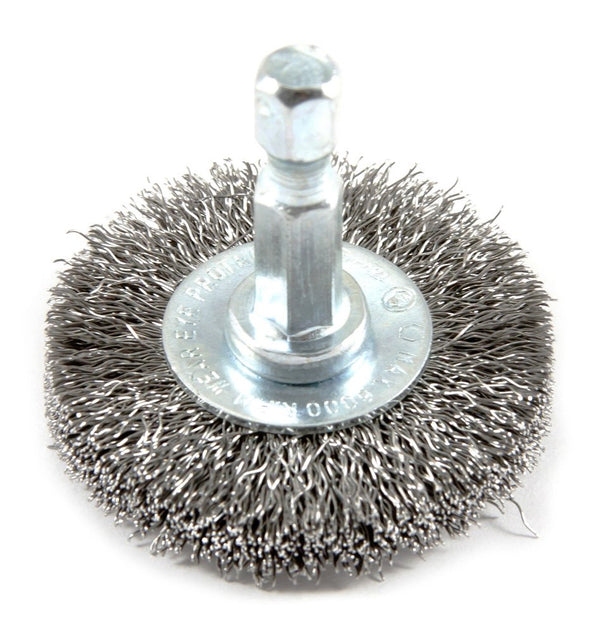 Forney 72726 Fine Crimped Wire Wheel Brush, 1/4-Inch Hex Shank, 1-1/2-Inch by .008-Inch