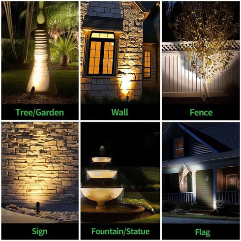 12V 5W MR16 Bulb 2700K Low Voltage Spotlight, Black LED Landscape Lighting, Outdoor Waterproof Aluminum Uplight
