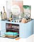 Pencil Pen Holder for Desk, 2 Drawer Organizer with 5 Compartments for Office Supplies