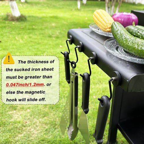 6 Super Strong Magnetic Grill Hooks, Pcs Heavy Duty Magnetic Grill Hooks for Utensils, Powerful Neodymium Magnet Grill