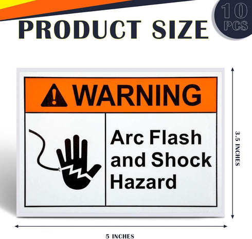 ForraFun 10 Pack 5 3.5 Warning Arc Flash and Shock Hazard Label Decal - x In Vinyl Labels Sign for Electrical
