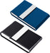 JuneLsy PU Leather Business Card Holder Case, Magnetic Shut Pocket Carrier for Men & Women, Pack of 2 (Black/Blue)