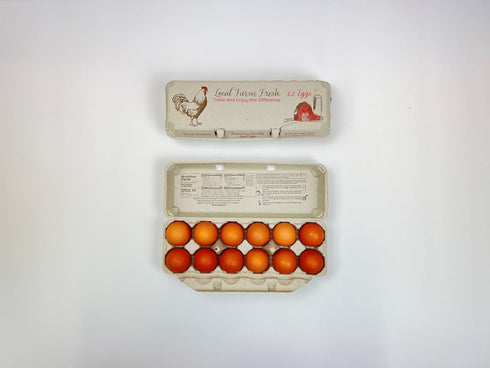 12-Pack Recycled Paper Pulp Egg Cartons - Solid Top Style in Red/Brown for Chicken Eggs - Made in the USA