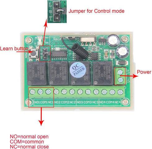 12V 4 433Mhz 10A EV1527 Channels Wireless Remote Control Switch with Industrial watterproof Transmitter Relay Module