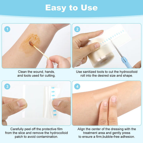 LNHMHN (2in 12ft) Hydrocolloid Roll Bandages, Extra Long Cut-to-Size Pimple Patch Tape for Face & Body, Ultra Absorbent