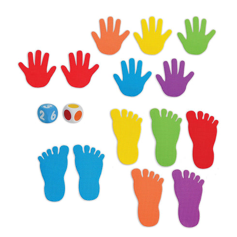 edxeducation-63525 Hand and Foot Mark Set, Includes 2 Large Die for Obstacle Courses, Gross Motor Skills