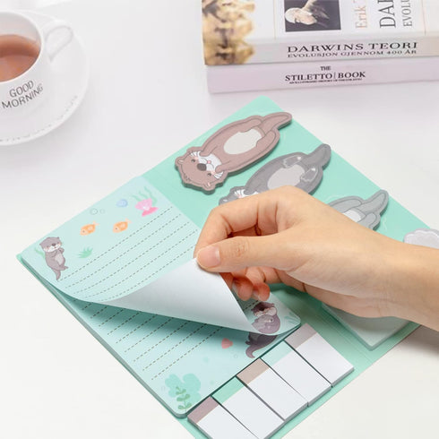 I Just Really Like Otters Sticky Notes Set, 550 Sheets, Cute Cartoon Otters for Back to School Supplies