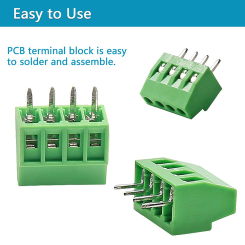 52PCS 2.54mm 0.1" Pitch PCB Mount Screw Terminal Block Connector, Minidodoca 2P 3P 4P 5P Terminals with Special