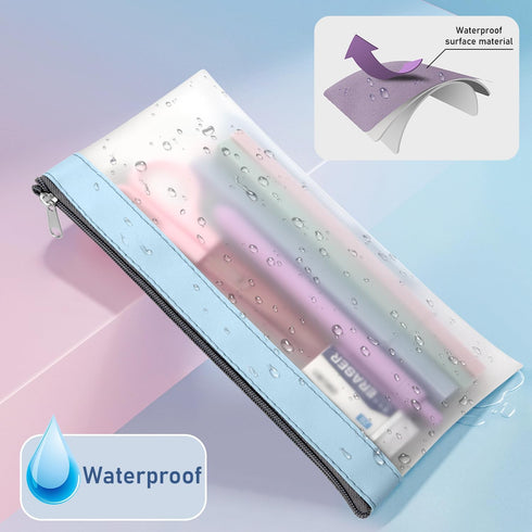 Clear Pencil Pouch-3 Pack, Zippered Clear Case for Kids, Makeup Pouch for Office School Supplies, Travel