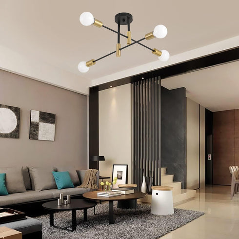 4 Modern Sputnik Chandelier Ceiling Light Lights, Creative Semi Flush Mount Ceiling Light for Bedroom, Living Room