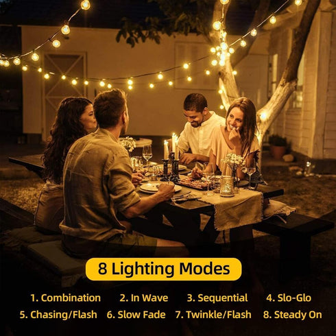 60 40ft 8 Solar String Lights, Small Crystal Ball Outdoor String Light LED Lighting Modes Waterproof Solar Powered