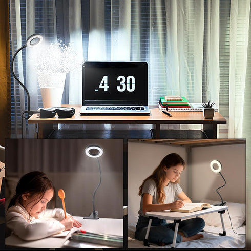 10 Dimmable 3 Woputne Desk Lamp Clip Light, Brightness Light Modes Reading Light, Clamp Bedside Lamp for Painting