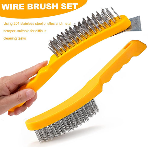 Set 2 1 Wire Brush Heavy Duty Stainless Steel Bristles Brush with Plastic Handle in Deeping Cleaning Tools
