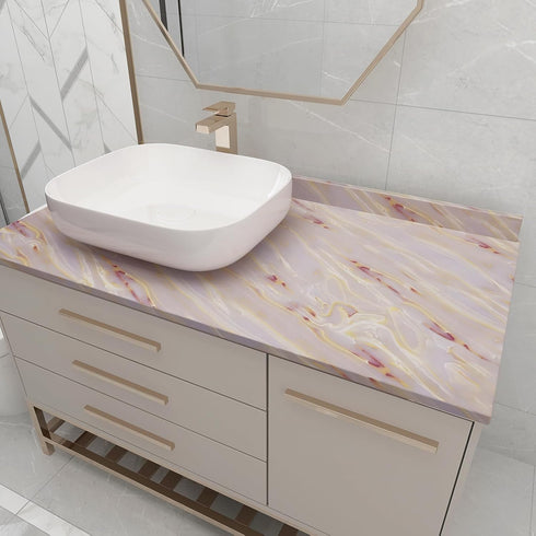 Pink Purple Glossy Marble Contact Paper for Cabinets and Drawers Granite Countertop Wall Paper Peel and Stick Modern Kitchen Wallpaper Self Adhesive Waterproof Marble Wrapping Paper 15.7"x118" by Boobest