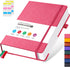 Lined Journal Notebook for Women/Men, 320 Pages, Hardcover Pink Leather Daily Diary Journals, A5 (5.7'' X 8.4'')