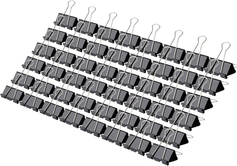 Medium Paper Clips and Binder Clips, 48 Pcs 1.25 Inch Black Metal Clamps for Office Home School