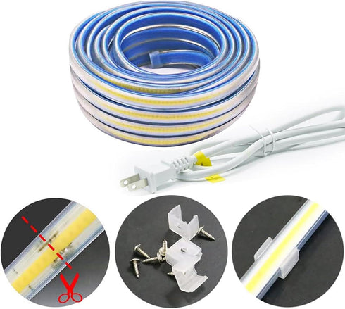 pcningled 3000K 110V 1M 110 1 3.28ft) LED Light Strip AC Waterproof Lights Volt Plug-in COB LED Strip Lights Meter Warm