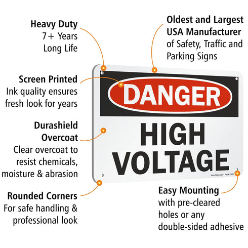 SmartSign “Danger - High Voltage” Aluminum Sign | 7" x 10"