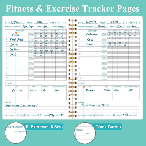 Fitness Journal for Women & Men, A5 Workout Journal/Planner, Daily Exercise Log Book for Weight Loss, Gym, Muscle Gain,