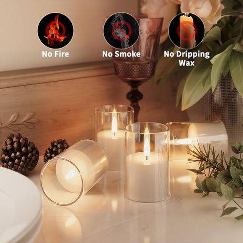 12Pack (2"X3") VIODAIM Flickering Flameless LED Candles with Remote & Timer, Battery Powered - Small Pillar & Votive