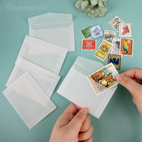 Framendino 200 Pack Glassine Envelopes, Mini Lotto Lottery Ticket Holders for Wedding Guest