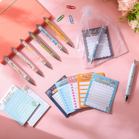 Cholemy 60 Pcs Teacher Appreciation Gifts Set, Cute Sticky Notes, Notepads, Pens for Teacher Christmas Gifts