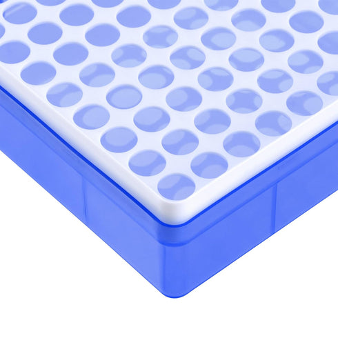 uxcell Centrifuge Tube Freezer Storage Box, 100-Well Polypropylene Holder Light Blue for 1.5/2ml Tubes