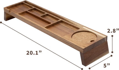 Natural Wood Desk Organizer - Multi-Compartment Wooden Caddy for Home, Office, Cubicle Accessories - Pencil Storage Tray
