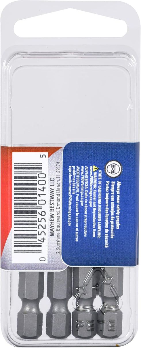 Mayhew Tools 19410-4 SAE Hex Power Bit, 1/4 x 2", 4-Pack