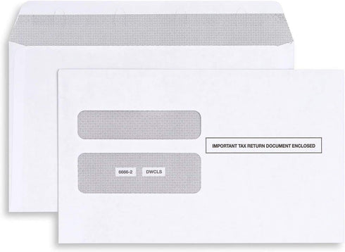 W2 Envelopes - Double Window Security Envelope for W-2 Tax Forms - 25 Form Envelopes 5 5/8’’ x 9’’