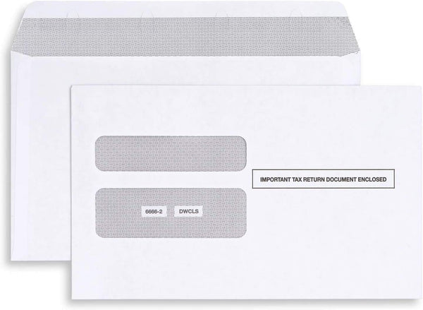 W2 Envelopes - Double Window Security Envelope for W-2 Tax Forms - 25 Form Envelopes 5 5/8’’ x 9’’