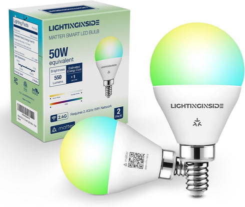 Lightinginside Matter E12 Smart Light Bulbs 50W Equivalent 5W 550LM, Compatible with