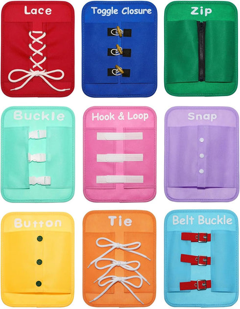 Lerdots Learning to Dress Busy Boards, Shoe Tying Practice for Kids, Basic Life