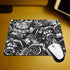 Gaming Mouse Pad with Automobile Car Parts Pattern, Monochrome Black and White Non-Slip Rubber for Computers