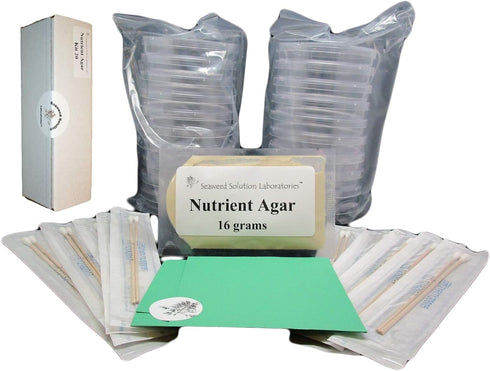 Nutrient Agar Kit, 20 Sterile Petri Dishes with Lids & 20 Sterile Cotton Swabs