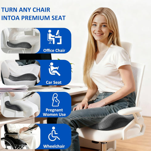 Tailbone Thickened Seat Cushions for Office Chairs,Ergonomic Memory Foam seat CushionSciatica Pain Relief Pillow