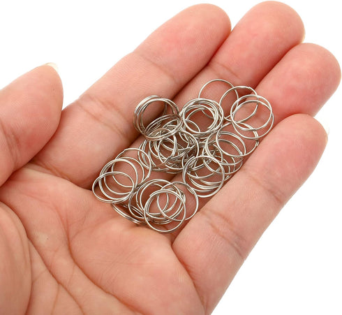 500 Pack 11mm/0.4" PATIKIL Mini Split Rings, OD Split Circular Ring Stainless Steel Clip Ring for Fastening Chandelier