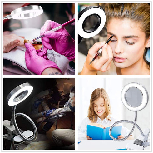 Pinkiou Clip on Desk Lamp with Clamp for Night Reading, Nail Art, Makeup, 360 Flexible Gooseneck LED USB Light