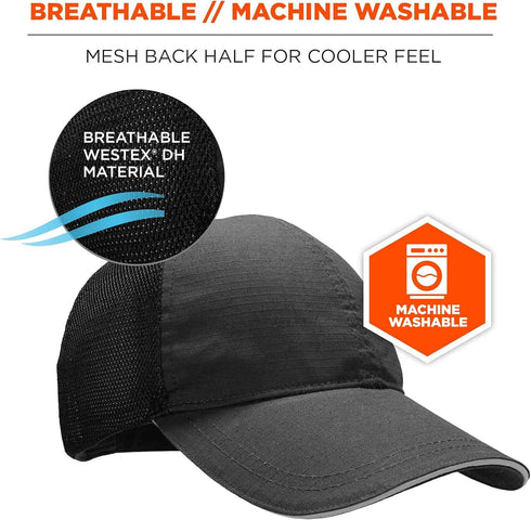 Ergodyne Unisex Adult Baseball Cap Bump Cap Insert, Black