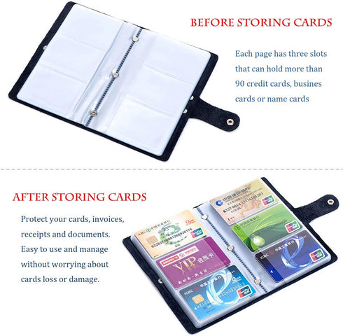 boshiho Leather Business Card Case Book Style, 90 Count Name ID Card Holder, Credit Card Holder